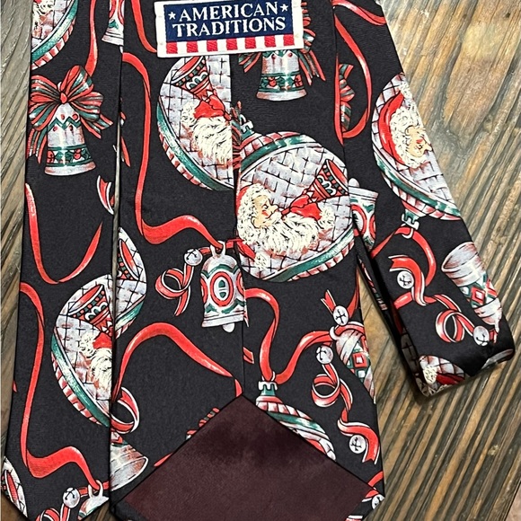 100% Italian Silk Mens Santa Christmas Ornaments Neck Tie - Picture 5 of 9